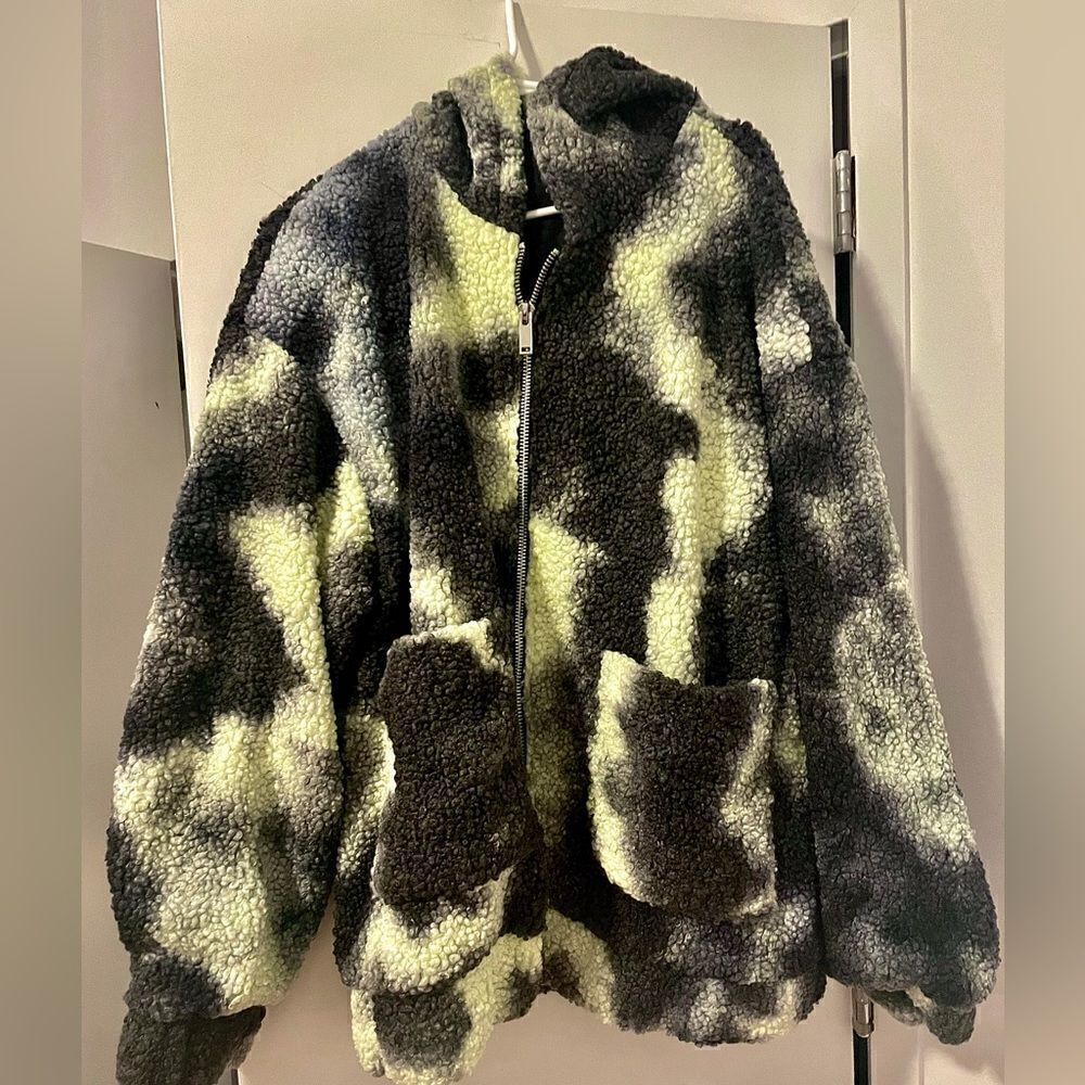 Current Mood green and black Sherpa Jacket